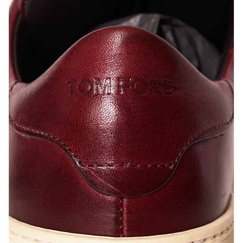 37 NEW TOM FORD RETIRED Woman's Burgundy Shaded Leather Low-Top RUSSEL SNEAKERS