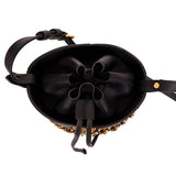 $1825 VERSACE RUNWAY Black Leather LA MEDUSA Drawstring CHAIN ACCENT BUCKET BAG