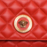 NEW $1300 VERSACE Red Quilted Lambskin Leather MEDUSA HEAD LOGO Classic Flap SMALL BAG