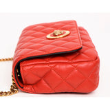 NEW $1300 VERSACE Red Quilted Lambskin Leather MEDUSA HEAD LOGO Classic Flap SMALL BAG