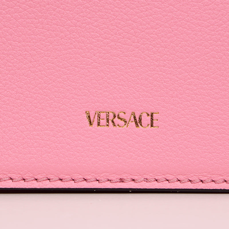 NEW $1575 VERSACE Bubblegum Pink Leather LA MEDUSA LOGO Crossbody SMALL FLAP BAG