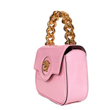 NEW $1575 VERSACE Pink PATENT GOLD LA MEDUSA LOGO Crossbody CHAIN TOP HANDLE BAG
