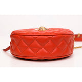 NEW $1250 VERSACE Red Quilted Lambskin Leather GOLD MEDUSA HEAD LOGO Round BAG