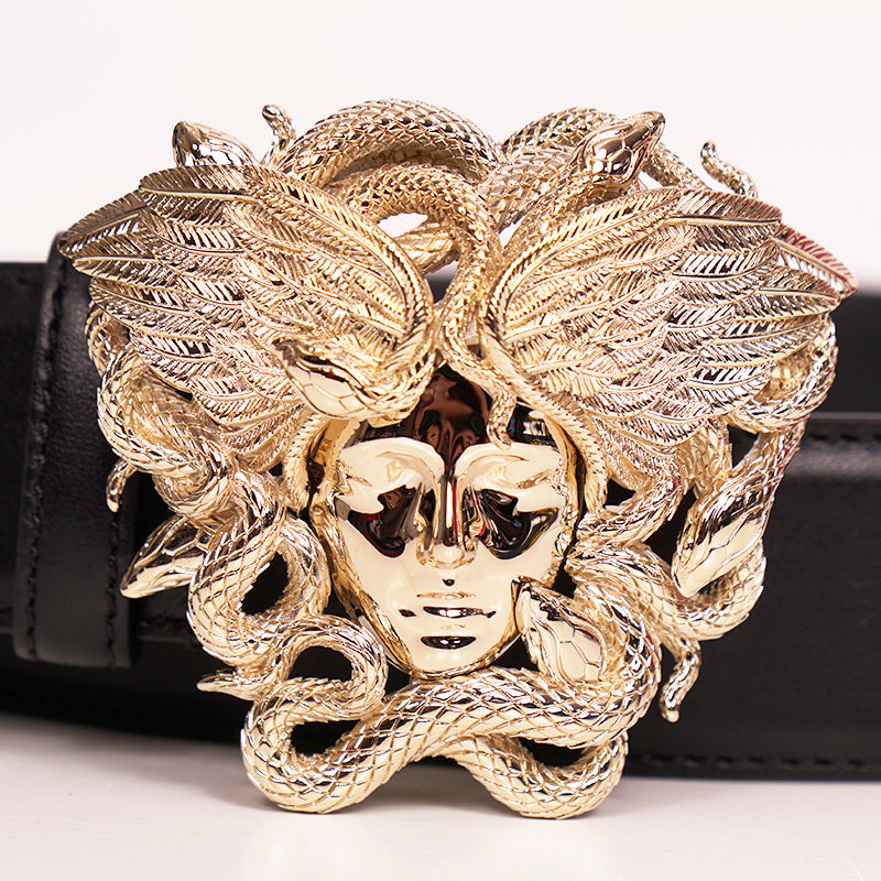 90’s VERSACE Medusa backle leather belt Versace Men's Leather Medusa Buckle Belt - Size 38in 95cm