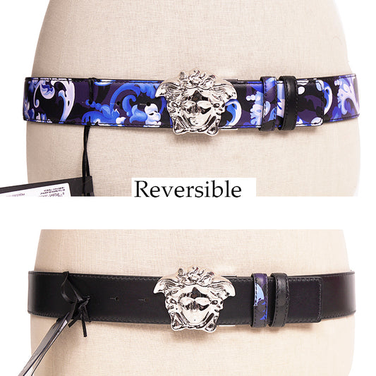 80/32 NEW $525 VERSACE Men BAROCCOFLAGE Reversible MEDUSA LOGO Baroque BELT