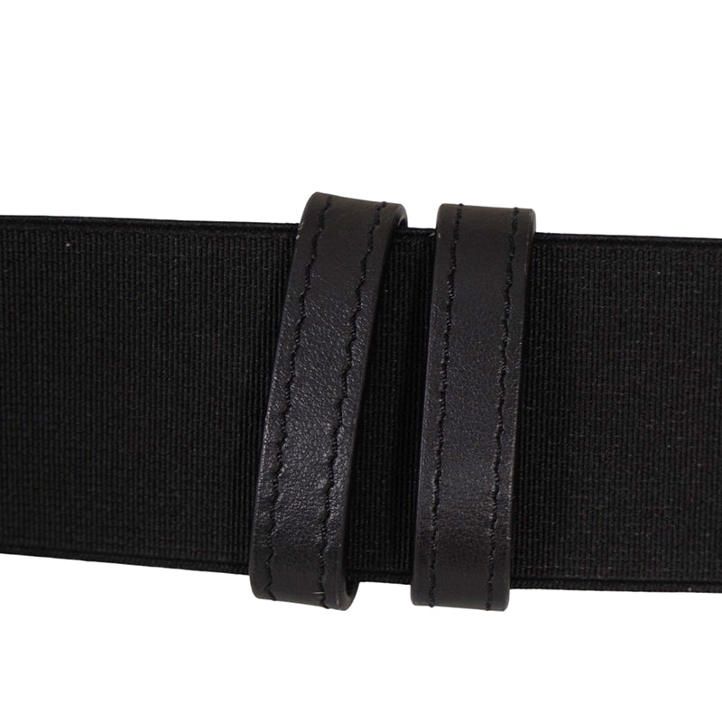 XL NEW $550 VERSACE Black Leather Elastic 4cm SILVER MEDUSA BUCKLE Wide '95 BELT