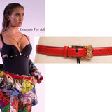 32, 34, 38 & 40 NEW $600 VERSACE Woman's Red Leather GOLD MEDUSA LOGO BUCKLE Classic BELT
