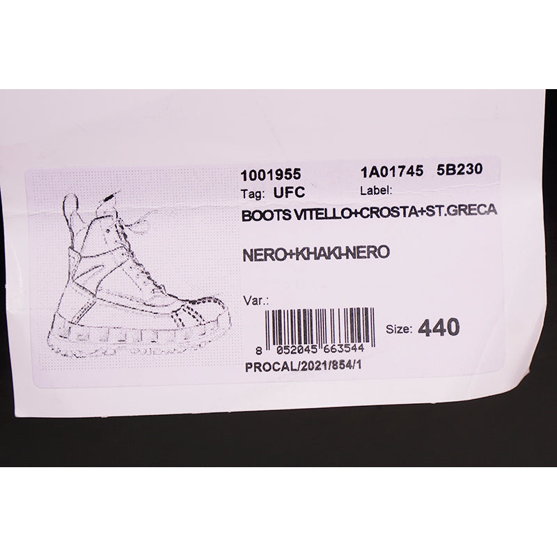 44 US 11 NEW $1125 VERSACE Men's GRECA Rhegis Coated Canvas & Leather DUCK BOOTS