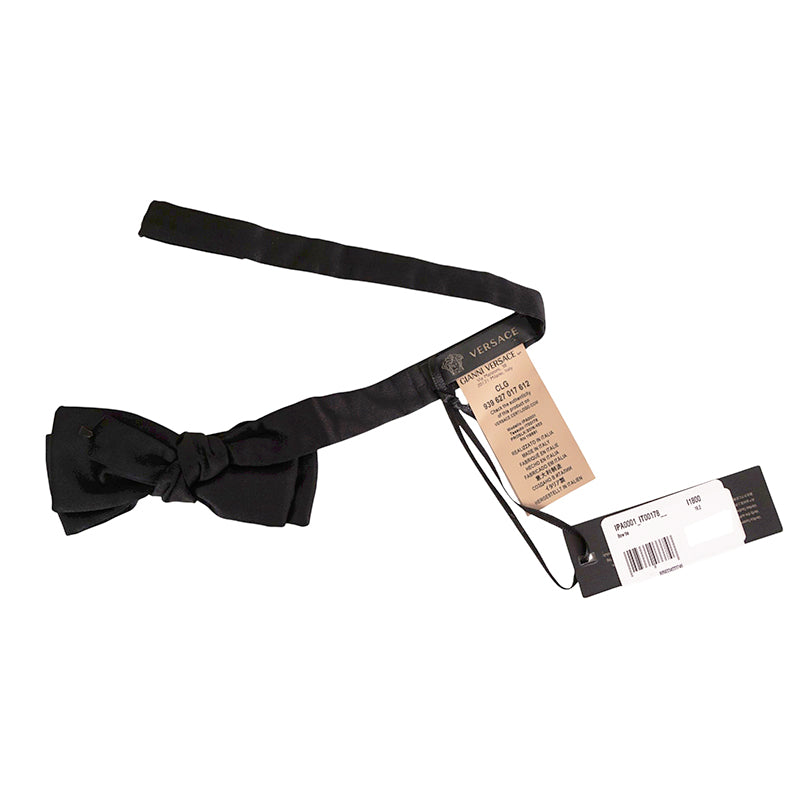 NEW $225 VERSACE Men Black Solid Pre-Tied Adjustable FORMAL BOW TIE One Size NWT