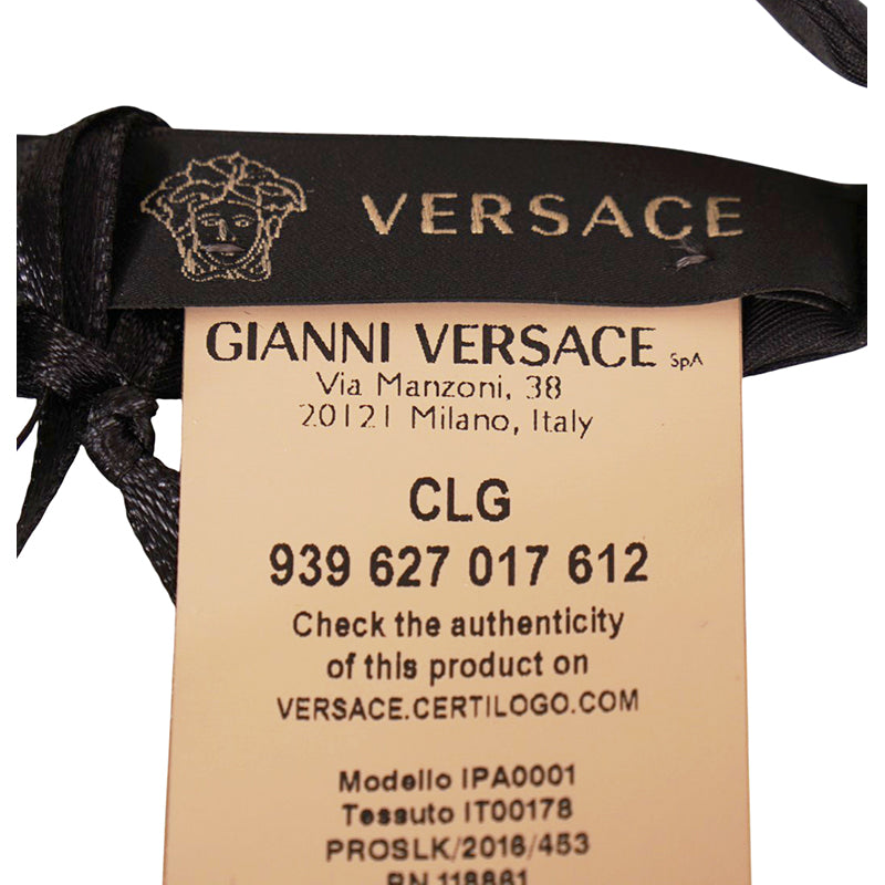 NEW $225 VERSACE Men Black Solid Pre-Tied Adjustable FORMAL BOW TIE One Size NWT