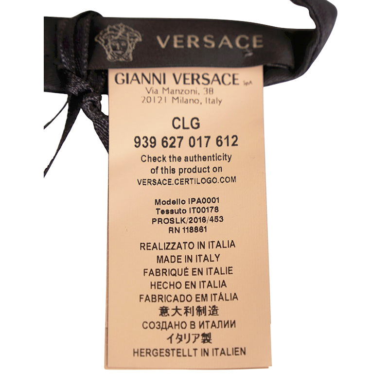 NEW $225 VERSACE Men Black Solid Pre-Tied Adjustable FORMAL BOW TIE One Size NWT