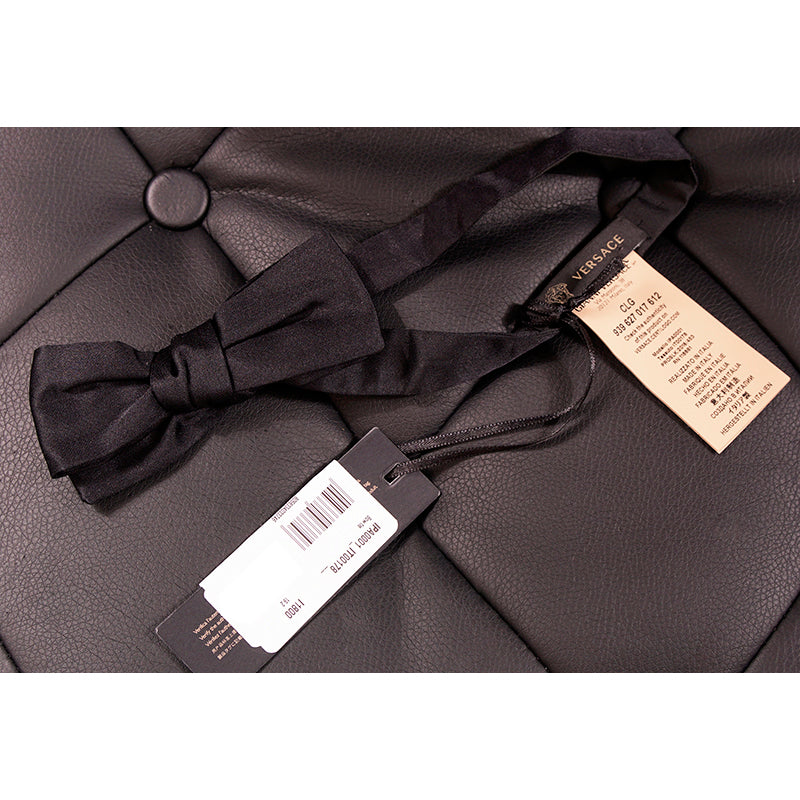 NEW $225 VERSACE Men Black Solid Pre-Tied Adjustable FORMAL BOW TIE One Size NWT
