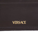 NEW $550 VERSACE Black Leather VIRTUS V LOGO Card CASE WALLET w/ CHAIN STRAP NIB