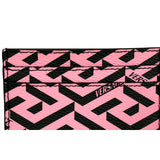NEW $350 VERSACE Candy Pink & Black LA GRECA & Leather Credit CARD CASE WALLET