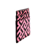 NEW $350 VERSACE Candy Pink & Black LA GRECA & Leather Credit CARD CASE WALLET