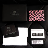 NEW $350 VERSACE Candy Pink & Black LA GRECA & Leather Credit CARD CASE WALLET