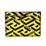 NEW $350 VERSACE Pineapple Yellow Black LA GRECA Leather Credit CARD CASE WALLET