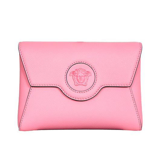NEW $1050 VERSACE Pink Leather LA MEDUSA Mini Envelope Crossbody CHAIN STRAP BAG