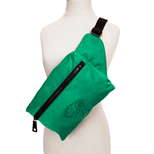 NEW $900 VERSACE Men's Emerald Green Nylon LA MEDUSA LOGO Sling Belt TRAVEL BAG