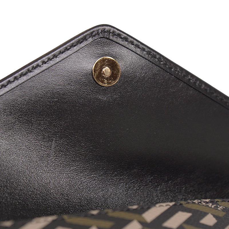 NEW $775 VERSACE Coated Canvas Green LA GRECA Small Crossbody Envelope BAG NWT