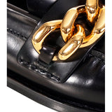 43 US 10 NEW $1125 VERSACE Mens RUNWAY Black Leather GOLD CHUNKY CHAIN LOAFERS