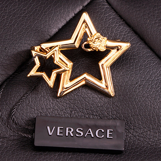 NEW $450 VERSACE Gold Brass Stars MEDUSA LOGO 80's Style Rocker Mono EAR CUFF