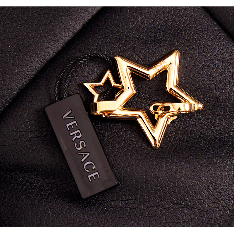 NEW $450 VERSACE Gold Brass Stars MEDUSA LOGO 80's Style Rocker Mono EAR CUFF