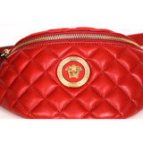 NEW $1300 VERSACE Red Quilted Lambskin Leather MEDUSA HEAD LOGO Classic BELT BAG