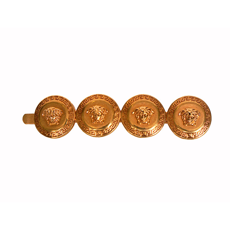 NEW $275 VERSACE Tribute RUNWAY Gold Tone Brass MEDUSA COIN Barrette HAIR SLIDE