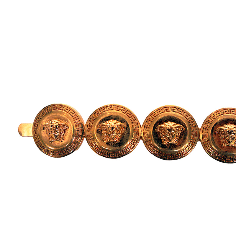 NEW $275 VERSACE Tribute RUNWAY Gold Tone Brass MEDUSA COIN Barrette HAIR SLIDE