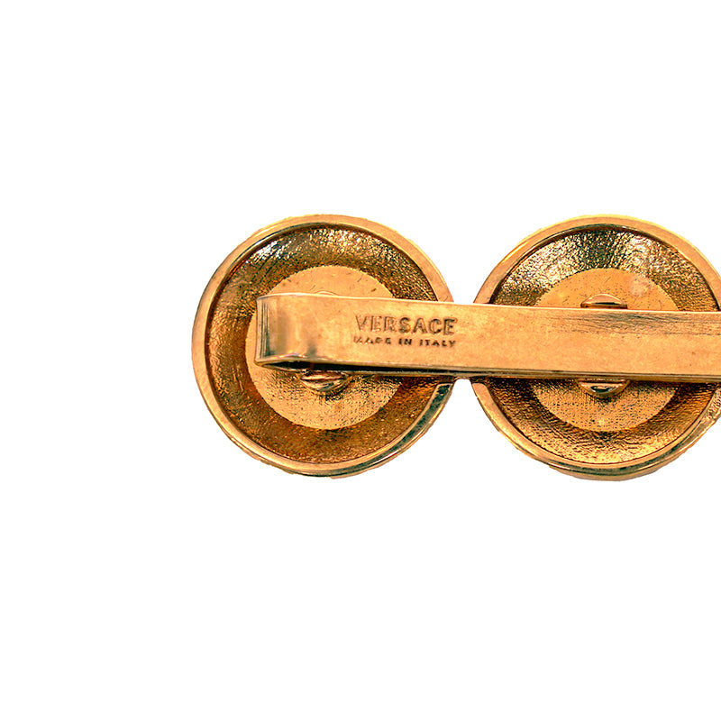 NEW $275 VERSACE Tribute RUNWAY Gold Tone Brass MEDUSA COIN Barrette HAIR SLIDE