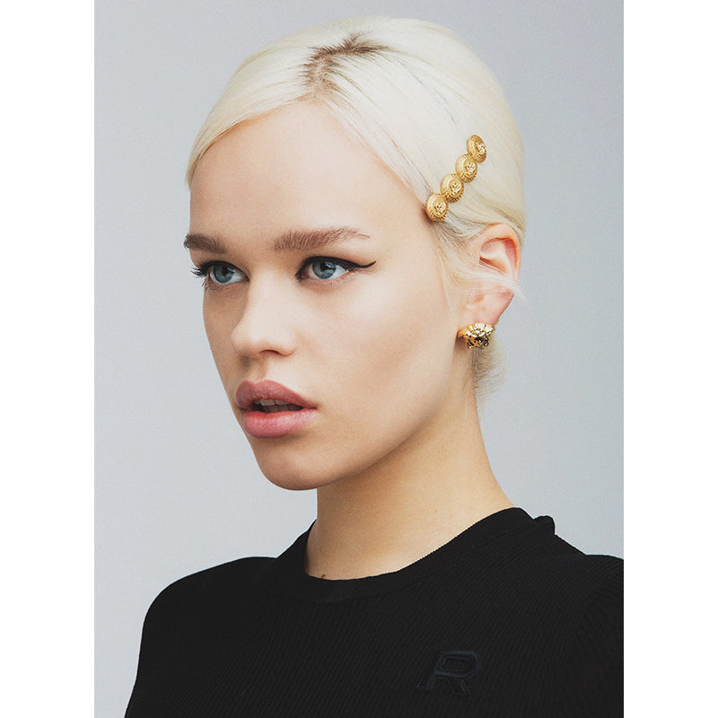 NEW $275 VERSACE Tribute RUNWAY Gold Tone Brass MEDUSA COIN Barrette HAIR SLIDE