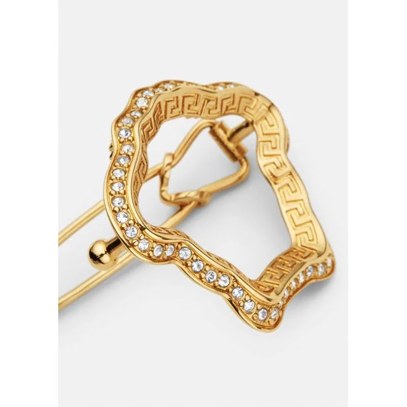 NEW $290 VERSACE Gold Tone Brass & CRYSTAL MEDUSA LOGO Barrette HAIR SLIDE NWT