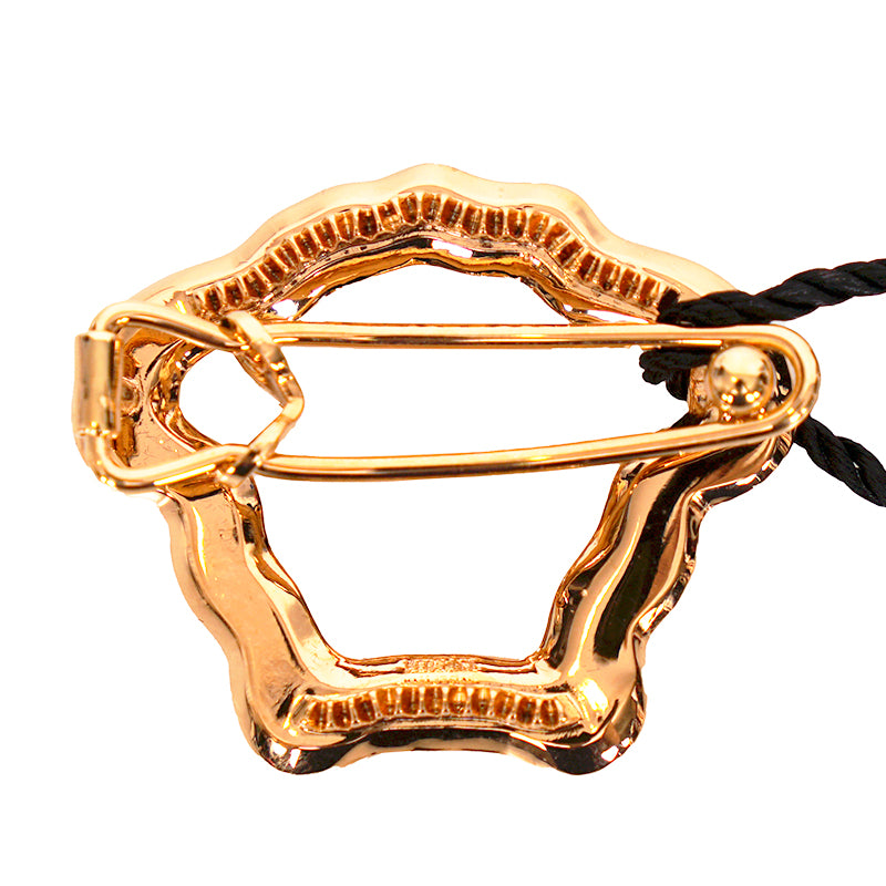 NEW $290 VERSACE Gold Tone Brass & CRYSTAL MEDUSA LOGO Barrette HAIR SLIDE NWT