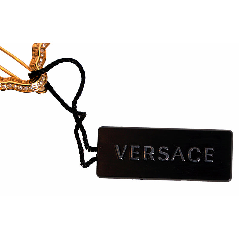 NEW $290 VERSACE Gold Tone Brass & CRYSTAL MEDUSA LOGO Barrette HAIR SLIDE NWT