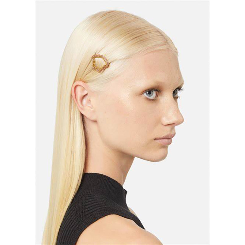 NEW $290 VERSACE Gold Tone Brass & CRYSTAL MEDUSA LOGO Barrette HAIR SLIDE NWT