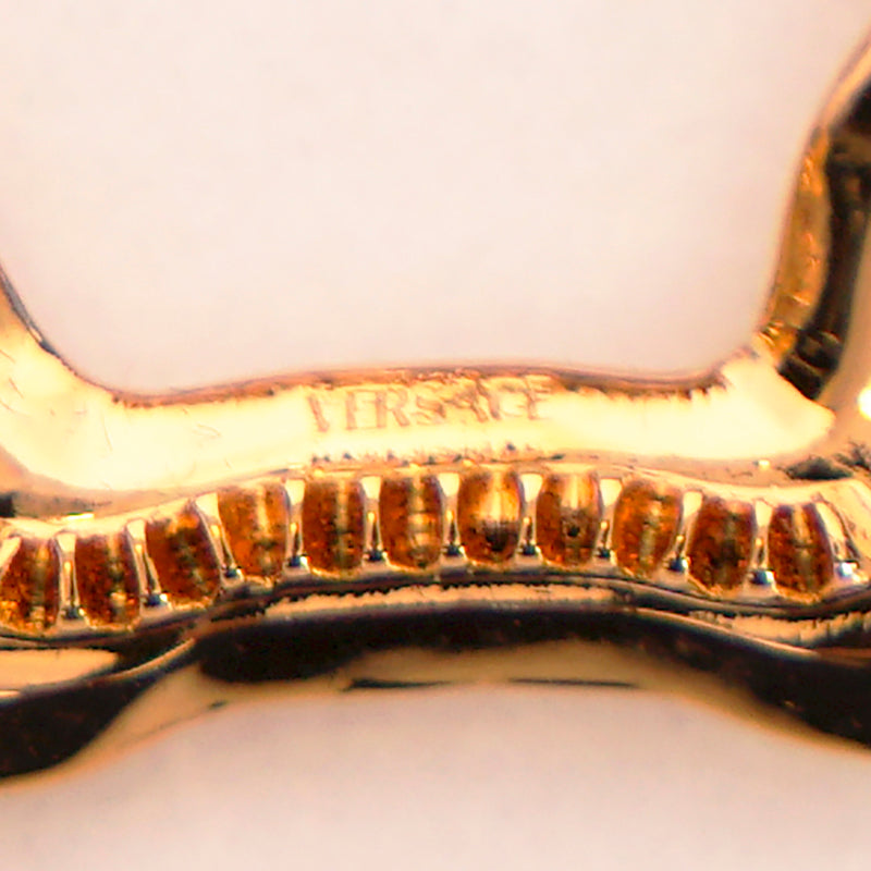 NEW $290 VERSACE Gold Tone Brass & CRYSTAL MEDUSA LOGO Barrette HAIR SLIDE NWT