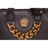 NEW $2,125 VERSACE RUNWAY Black Leather LA MEDUSA CHAIN Small TOTE BAG & STRAP