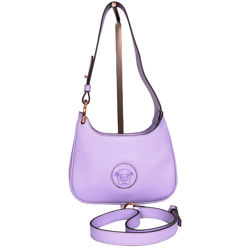 NEW $1,450 VERSACE Lilac Leather LA MEDUSA Mini Hobo Convertible Strap BAG NWT