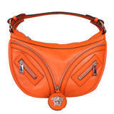 NEW VERSACE $1995 Orange Leather RUNWAY REPEAT HOBO Small BAG & CROSSBODY STRAP