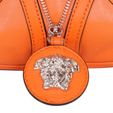 NEW VERSACE $1995 Orange Leather RUNWAY REPEAT HOBO Small BAG & CROSSBODY STRAP
