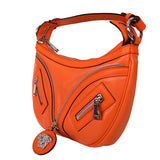 NEW VERSACE $1995 Orange Leather RUNWAY REPEAT HOBO Small BAG & CROSSBODY STRAP