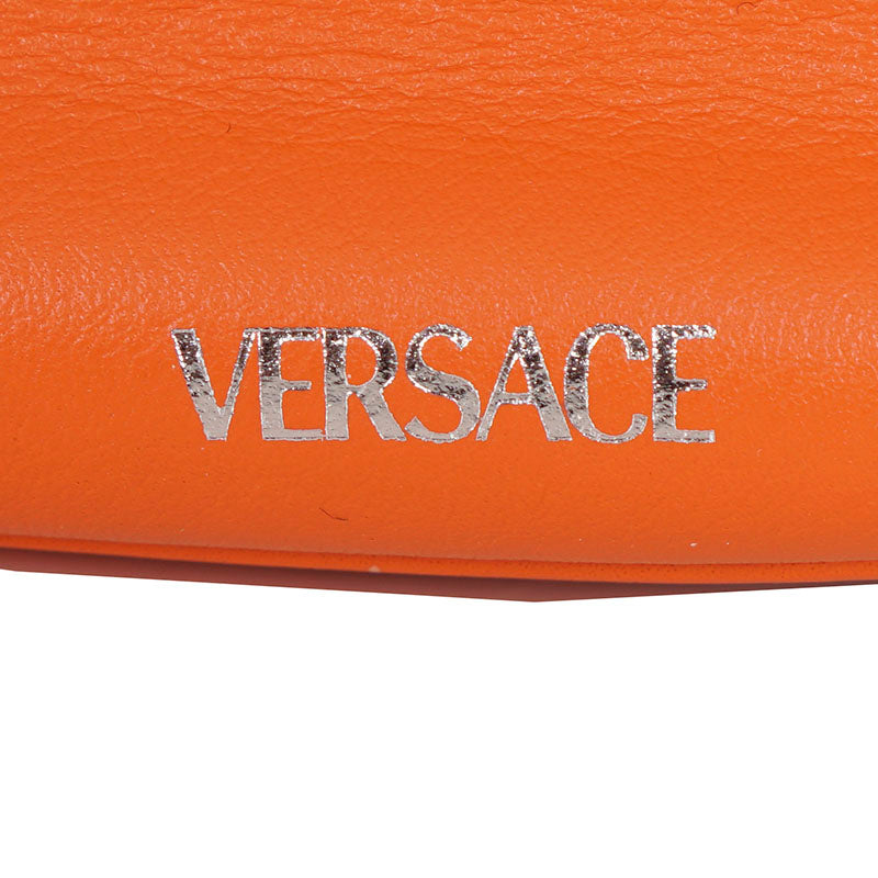 NEW VERSACE $1995 Orange Leather RUNWAY REPEAT HOBO Small BAG & CROSSBODY STRAP