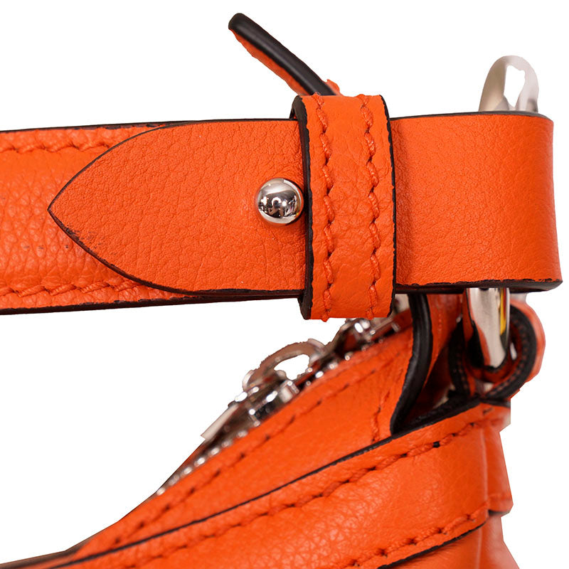 NEW VERSACE $1995 Orange Leather RUNWAY REPEAT HOBO Small BAG & CROSSBODY STRAP