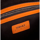 NEW VERSACE $1995 Orange Leather RUNWAY REPEAT HOBO Small BAG & CROSSBODY STRAP