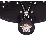 NEW VERSACE $2,175 Black Leather STUDDED RUNWAY REPEAT HOBO BAG & CROSSBODY TRAP