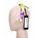 NEW $325 VERSACE White/Green/Purple ORCHID RUNWAY PRINT Silk Twill HEADBAND NWT