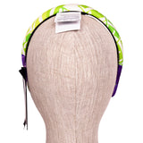 NEW $325 VERSACE White/Green/Purple ORCHID RUNWAY PRINT Silk Twill HEADBAND NWT