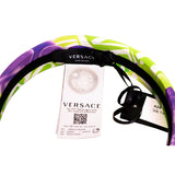 NEW $325 VERSACE White/Green/Purple ORCHID RUNWAY PRINT Silk Twill HEADBAND NWT