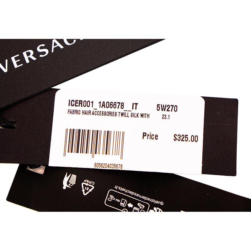 NEW $325 VERSACE White/Green/Purple ORCHID RUNWAY PRINT Silk Twill HEADBAND NWT